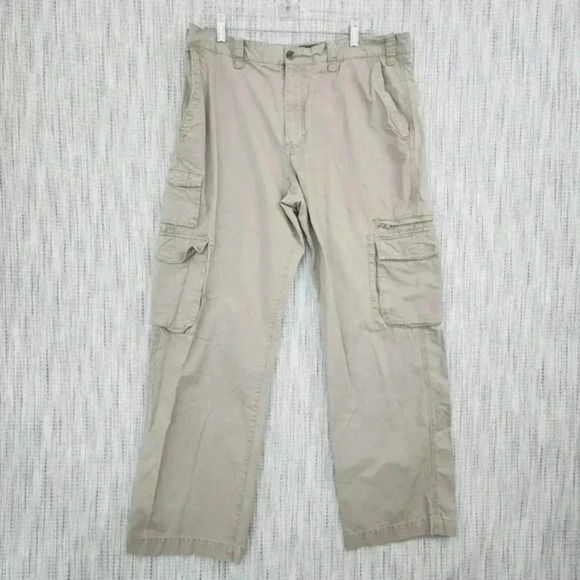Eddie Bauer‎ Men's Cargo Pants 100% Cotton Chino Size 36x32 Beige - Picture 1 of 7